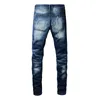 Slim Fit Jeans Pants Men's Patch Ripped Men Skinny Blue Denim Pant Mens Casual Trousers Big Size 28-40 US Size 1318