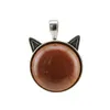Cat Cat Head Wisel inkrustowany okrągłymi kamieniami szlachetnymi ręcznie robione DIY małe materiały biżuterii na prezenty urodzinowe dla znajomych