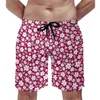 Short pour homme Summer Board Ditsy Floral Sports Surf Fuchsia Print Beach Pantalon court Hawaii Séchage rapide Maillot de bain Grande taille