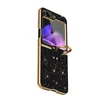 Luxury Glitter Plating Vogue Phone Case för Samsung Galaxy Z Folding Flip3 Flip4 Flip5 5G Stylish Full Protective Sparkle Leather Fold Shell With Finger Ring Holder