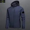 a1 plus size coat Spring and Autumn Stone Men's Jacket island Stand Collar Hooded Solid Men's Casual Windproof Outdoor Is land Jacket Coat New Hot Shirt Large S-5XL