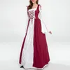 Vestidos casuais básicos espartilho maxi vestido slash neck mulheres cordão longo medieval estilo renascentista flare manga fora do ombro férias outfit 230905