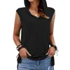 Kvinnors tankar damer casual Vest Loose Solid Color Hooded ärmlös sidoslits Top T-shirt beskuren Y2K Toppar söt tank lyxduk