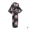 Ropa De Dormir Para Mujer Satén Largo Para Camisón Femenino Con Cuello En V Kimono Albornoz Vestido Estampado De Flores Negligee Tamaño Grande 3XL 4XL 5XL 6XL1 Drop Dh2A8