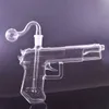 Bong en verre unique Dab Rig conduites d'eau 7,5 pouces cendrier narguilés forme de pistolet recycleur Shisha Bong avec bol d'herbes sèches tuyau de brûleur à mazout à bille de 30 mm