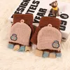 Cute Kids Knit Winter Gloves Child Warm Convertible Fingerless Robot Gloves with Mittens Cover for Girls Boys 3-10Y