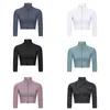 Chaqueta de Yoga para mujer, traje deportivo y de fitness para otoño e invierno, traje para correr, top deportivo con cremallera corta y cuello alto LL