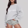 Kadın Hoodies Sıkıntılı Külot Kadın Uzun Kollu Hafif Sweatshirtler Yuvarlak Boyun Büyük Boy Kıyafetler minyon