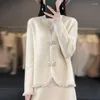 Women's Knits Cashmere Cardigan O-Neck Knitted Top Merino Wool Jacket Fashion Tassel Embroidery Bottom Sweater Autumn Winter