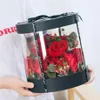 Clear PVC Flower Boxes Transparent Round Cake Box Packaging Bouquet Presentlådor för bröllop Favor Birthday Party Valentine's D255W