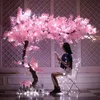 100 cm Silkblommor Lång persika Sakura Artificial Flower Pink Wedding Decoration Cherry Blossom Filial For Home Decor Wedding Arch312C