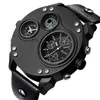 Oulm marka gładka gwiazda celebrytów kwarcowa zegarek kompas męskie zegarki podwójna strefa czasowa duża tarcza męskość zegarek na rękę1859