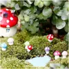 Arti e mestieri all'ingrosso- 10 pezzi Funghi Figurine di terrari Miniature di giardino fatato Party Mini fungo ornamento Resina Goccia Consegnare Dh9Tw