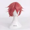Pelucas de cosplay Doki Literature Club Sayori Cosplay peluca corta rosa roja resistente al calor peluca de pelo sintético peluca gorra arco horquilla 230904