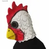 Masques de fête Blanc Latex Coq Adultes Mad Poulet Coq Masque Halloween Effrayant Drôle Mascarade Cosplay Masque Masque De Fête T230905