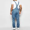 Jeans da uomo Jeans strappati Salopette di jeans Moda Pantaloni a bretella a figura intera Homme High Street Tuta Pantaloni casual effetto consumato 230904