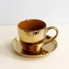 Koppar tefat espresso keramik kopp och tefat latte elegant kaffe estetik gyllene keramik tasse eftermiddag te set yy50cs