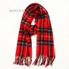 Écharpes Classique rouge plaid enfants écharpe chaud hiver petit châle étroit femmes dames belle mode écharpes décontractées pour enfant garçon fille 230904