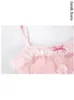 Grundläggande casual klänningar japanska kawaill lolita klänning kvinnor bow rosa party mini klänningar kvinnliga prinsessa koreansk mode 2 bit klänning set 2022 sommar lst230904