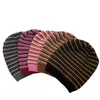 Unisex enkel akryl mångfärgad randig stickad hatt vinter unisex virkning mjuk stretch stickad skalle cap beanie hcs343