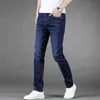 Herr jeans faller män jeans koreansk stil mode smal daglig varumärke låg midja rak elastisk denim långa byxor jeans män 230904
