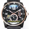 TW F5バージョンキャリバーDE W2CA0004 CAL 1904-PS MC AUTOMATAC BLACK BIG DATE DIAL LUMINOUS MENSウォッチセラミックベゼルラバースポーツ2346