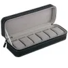 6 Slot Watch Box Portable Travel Dragkedja Case Collector Storage Jewel Storage BoxBlack291o