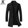 Women's Wool Blends Eur Size S-3XL Autumn and Winter Woolen Coat Men's Slim Warm Woolen Mid-length Jacket Male Coats Black Gray Red HKD230904