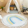 Teppiche Regenbogen Flauschiger Teppich für Wohnzimmer mit Quasten Weißer Plüschteppich Kinderzimmer Weiche Kinderzimmer Spielmatte Kinder Babi 230905