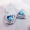 Boucles d'oreilles en topaze bleue naturelle, bijoux fins en argent Sterling 925 véritable