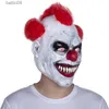 Party Masks Funny Clown Latex Mask Halloween Horror Redhaired Cosplay Costume Props Scary Evil Jester Masks T230905