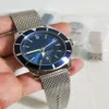 Limitierte Auflage: Breilt Auto Wrist Aeromarine-Uhr, 46 mm, blaues Zifferblatt, Keramiklünette, Edelstahlband, hochwertige Herrenuhren270J