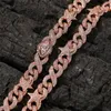 Hip Hop Pink 10mm herrhalsband Högkvalitativ full diamant fempunktsstjärna ögonspänne kubansk kedjehalsband för män kvinnor