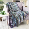 Coperte Coperta bohémien Copridivano Fodera in maglia geometrica per divano poltrona letto Plaid Boho Coperta decorativa Cobertor Manta Deken 230904