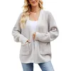 Maglieria da donna Cardigan lavorato a maglia da donna a maniche lunghe aperto sul davanti autunno giacca casual maglione con tasche