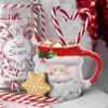 Kupalar Noel kahve kupa fincan seramik süt seyahat su partisi çay narin de Tazas Santa Yaratıcı Claus Pen Pottery Holder 230904