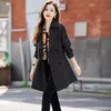 Kvinnor Trench Coats Casual Double Breasted Midlength Jacket Korean Loose Drawstring Abrigos Gabardina Women Windbreaker Spring Chic 230904