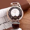 Новые мужские часы Bovet Amadeo Fleurier Grand Complications Virtuoso Rose Gold Skeleton с белым циферблатом, спортивные часы с коричневым кожаным ремешком 285v