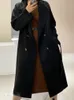 Womens Wool Blends Lanmrem Spring och Winter DoubleDed Cashmere Coat Long DoubleBreasted Fashion Solid for Female 2A466 230904