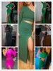 Basic Casual Dresses CNYISHE One Shoulder Cut Out Split Ruched Maxi Dress for Women Elegant Party Prom Gown Dresses Woman Sexy Birthday Outfits Robes LST230904