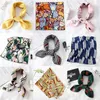 Lenços femininos pequeno cetim lenço de seda quadrado impressão envoltório foulard femme lenço bandana pescoço cabelo magro gravata cachecóis xales 230831