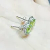 Orecchini a lobo Orecchino di peridoto naturale Argento sterling 925 Stile fiore 0,85 ct 2 pezzi di pietre preziose C971607