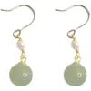 Boucles d'oreilles mode vert Hetian Jade perle pour femmes fille gothique perle bijoux cadeau Eh919