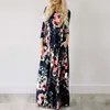 الأساسيات غير الرسمية الفساتين الصيفية Maxi Women Women Pink Floral Print Boho Beach Dress Ladies Evening Party Long Dress Sundress Vestidos de Festa 3XL 230904