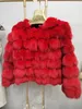 Womens Fur Faux 100% Natural Jacket Real Coat Winter Women Luxury Fashion 55cm Short Streetwear 230904