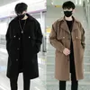 Women's Wool Blends 2023 Autumn and Winter New Windbreaker Men's Mid length Woolen Coats Loose Casual Single breasted Coat Jacket Trench HKD230904