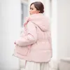 Femmes mélanges de laine à capuche Parka manteaux d'hiver pour les femmes Style coréen décontracté col montant taille épaissie veste chaude vêtements de neige vêtements d'extérieur 230905