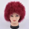 Women Winter Fur Cap Genuine Ostrich Feather Turkey fur Hat Multicolor Turkey Beanies Hat Full Lined Light weight309i