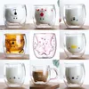 250-300 ml Kawaii chat patte tasse en verre Double couche tasse en verre isolé anti-déflagrant épaissir café lait tasse adulte enfants cadeau 211105285f