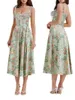 Robes décontractées de base Robe longue bustier à col carré imprimé floral pour femmes Corset floral d'été Robes mi-longues French Cottagecore Robe d'été D Rose Petit LST230904